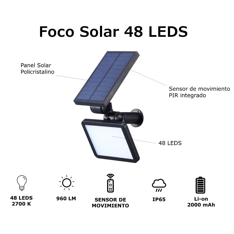 Baliza Solar 48 LEDS, Sensor de Movimiento - LEDS-SOLAR