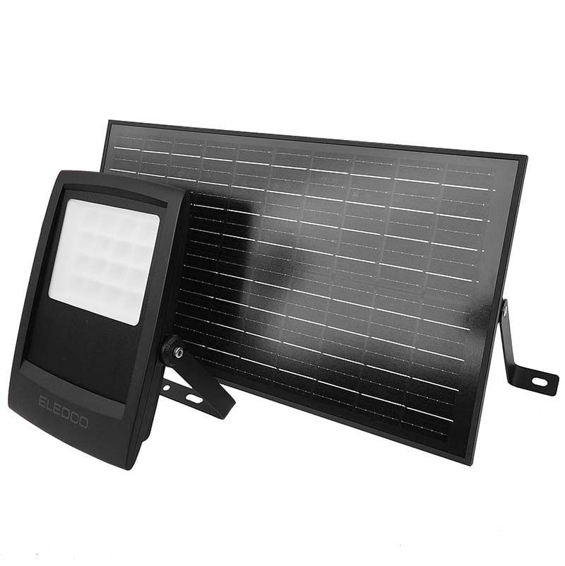 Faretto Solare 150W All-Black, Luce Calda 3000K / Luce Bianca 6000K, Sensore di Movimento
